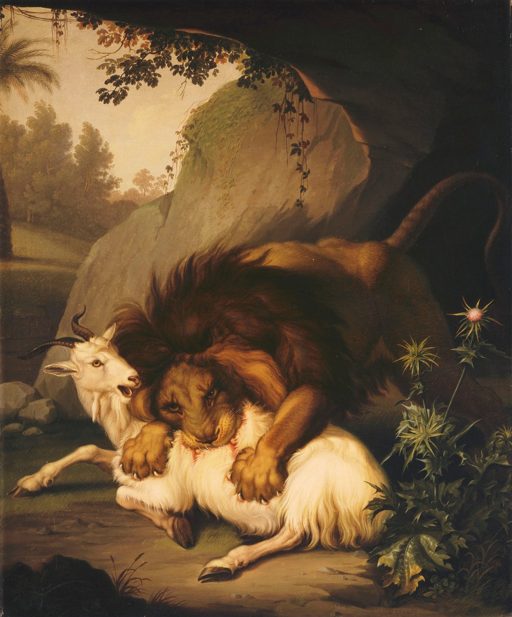 أسد يهاجم ماعز 1785 بواسطة يوهان ونزل بيتر