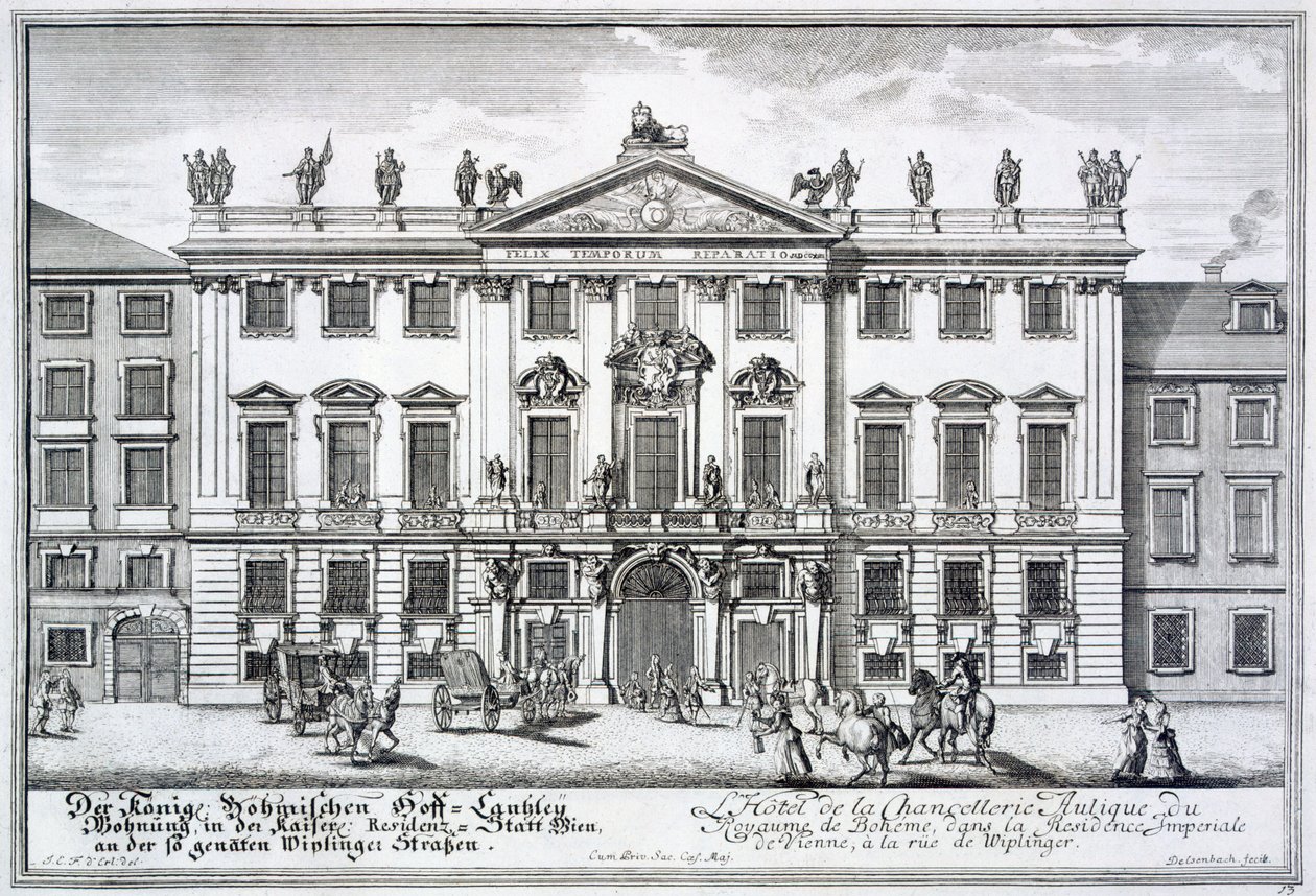 ال مستشارية مملكة بوهيميا ، جزء من الإقامة الإمبراطورية في شارع Wiplinger ، فيينا ، c.1719 بواسطة يوهان برنهارد فيشر من إرلاخ