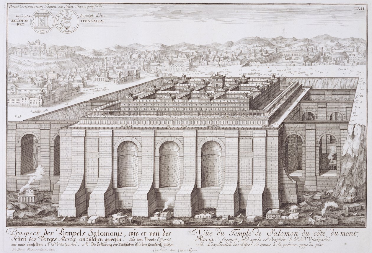 معبد سليمان ، القدس ، من "مشروع العمارة التاريخية" ، 1721 بواسطة يوهان برنهارد فيشر من إرلاخ