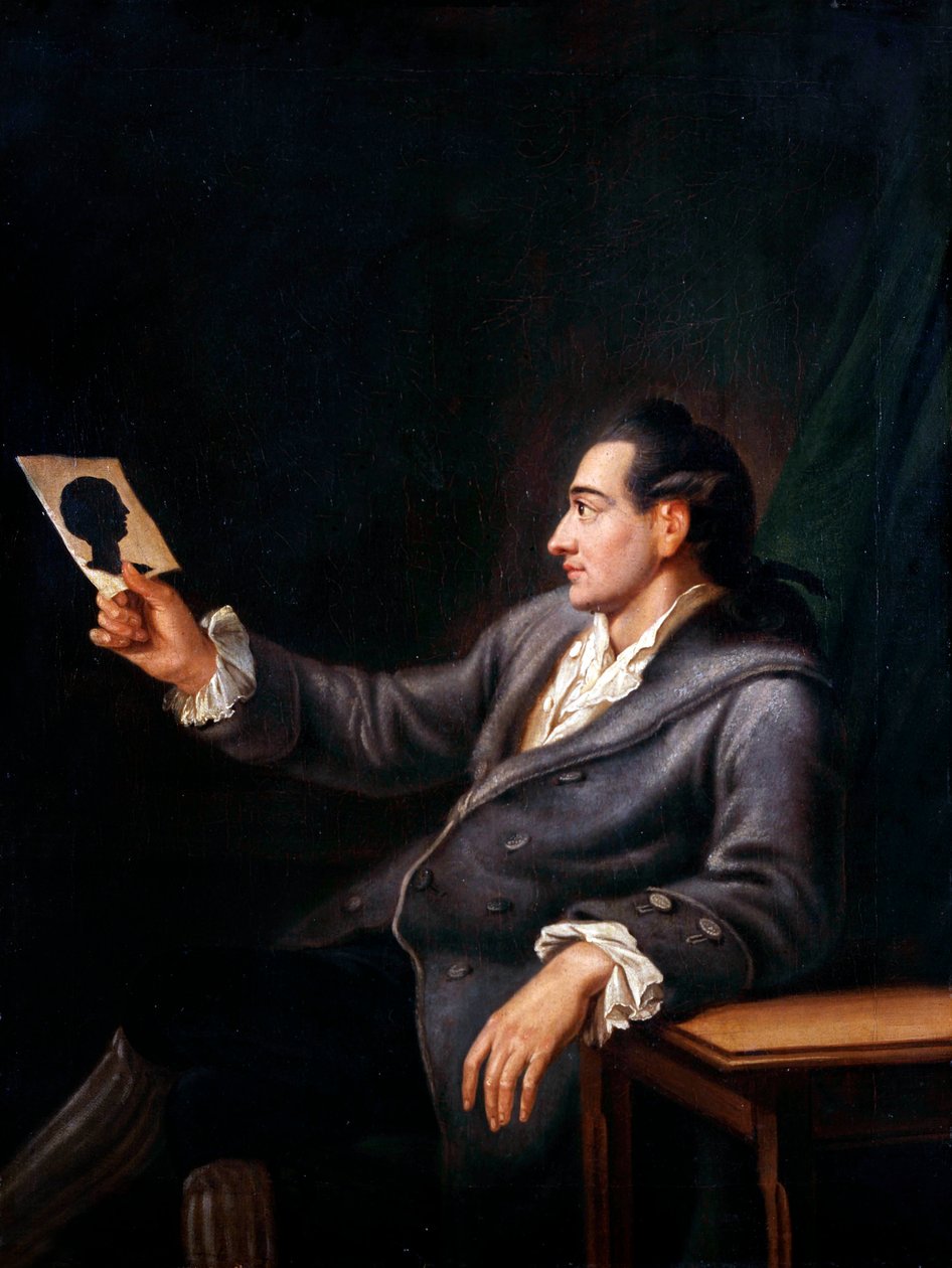 يوهان فولفجانج فون جوته يبحث عن صورة ظلية ، نسخة من لوحة لجيم كراوس ، c.1778 بواسطة يوهان إهرنفريد شومان