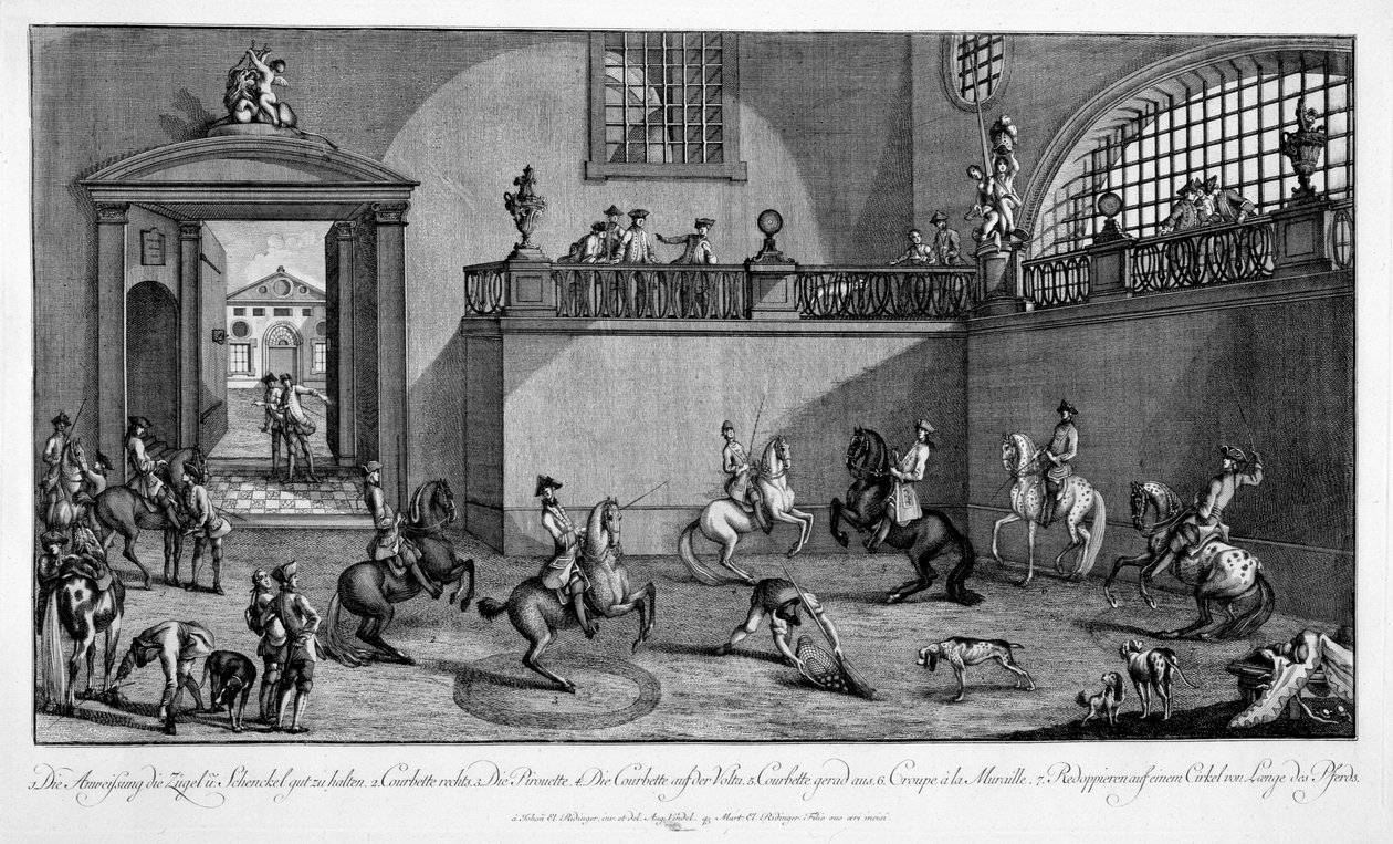 رسم توضيحي من "Le Nouveau Manege" ، 1776 بواسطة يوهان إلياس ريسينجر أو ريدينغر