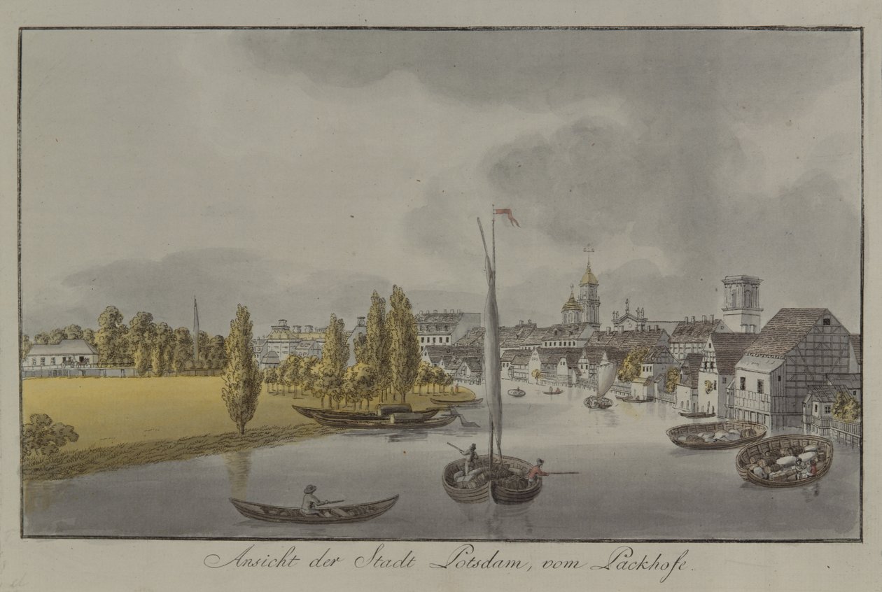منظر بوتسدام ، ج. 1796 (نقش ملون) بواسطة يوهان فريدريش ناجل