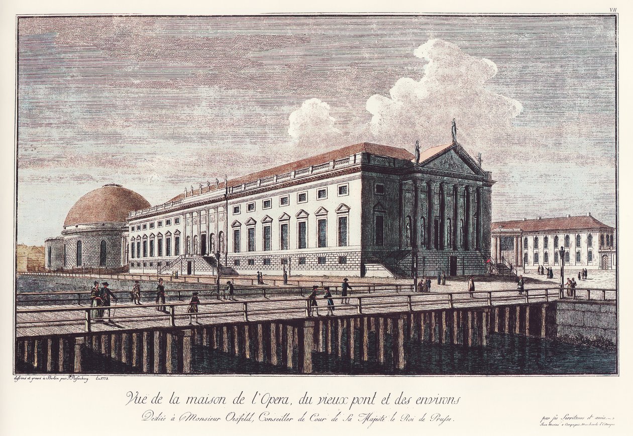 دار الأوبرا الملكية في برلين ، الآن أوبرا الدولة Unter Linden ، في عام 1773. بواسطة يوهان جورج روزنبرغ