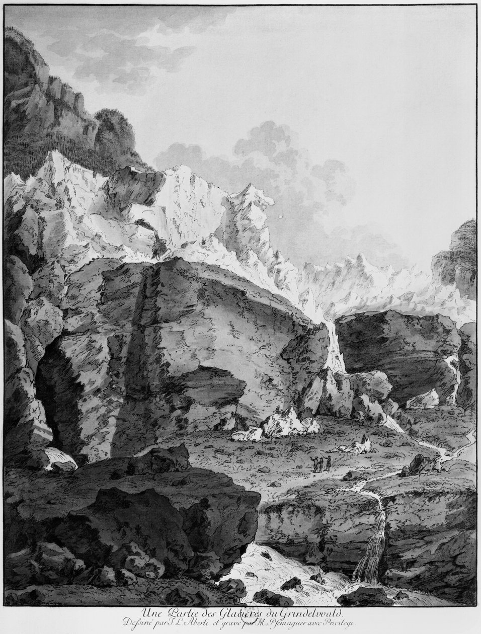 الأنهار الجليدية في غريندلوالد ، نقشها ماثياس بفنينجر (1739-1813) بواسطة يوهان لودفيج أبيرلي