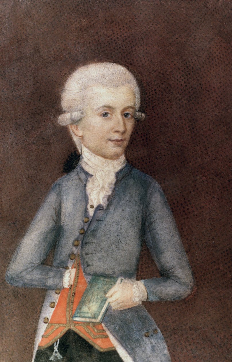 فولفجانج أماديوس موتسارت ، c.1780 (مصغر) (الغواش ، درجة الحرارة ، الرق) بواسطة Johann Nepomuk della Croce