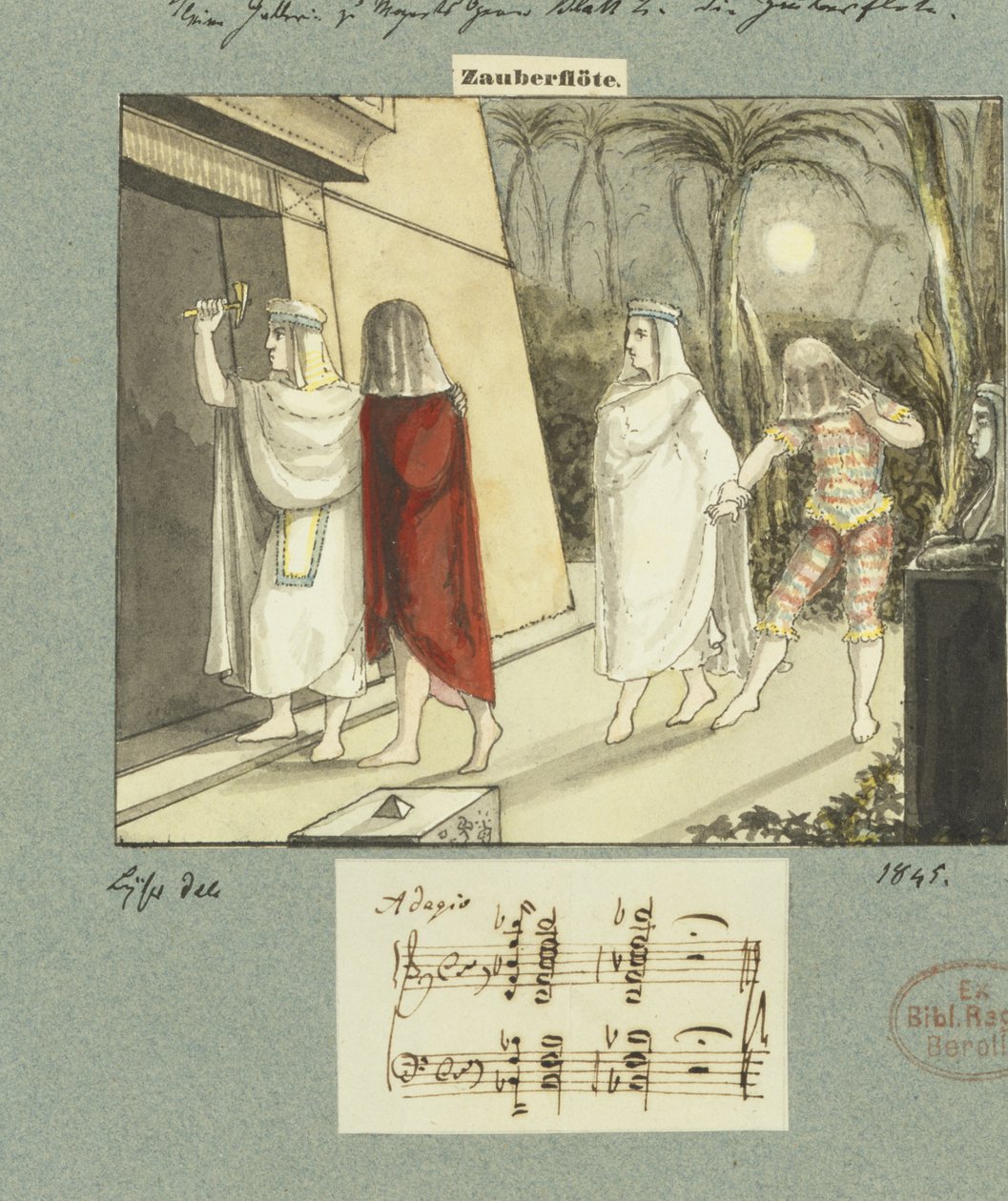 رسم توضيحي لموزارت "الناي السحري" ، 1845 بواسطة يوهان بيتر ليسر