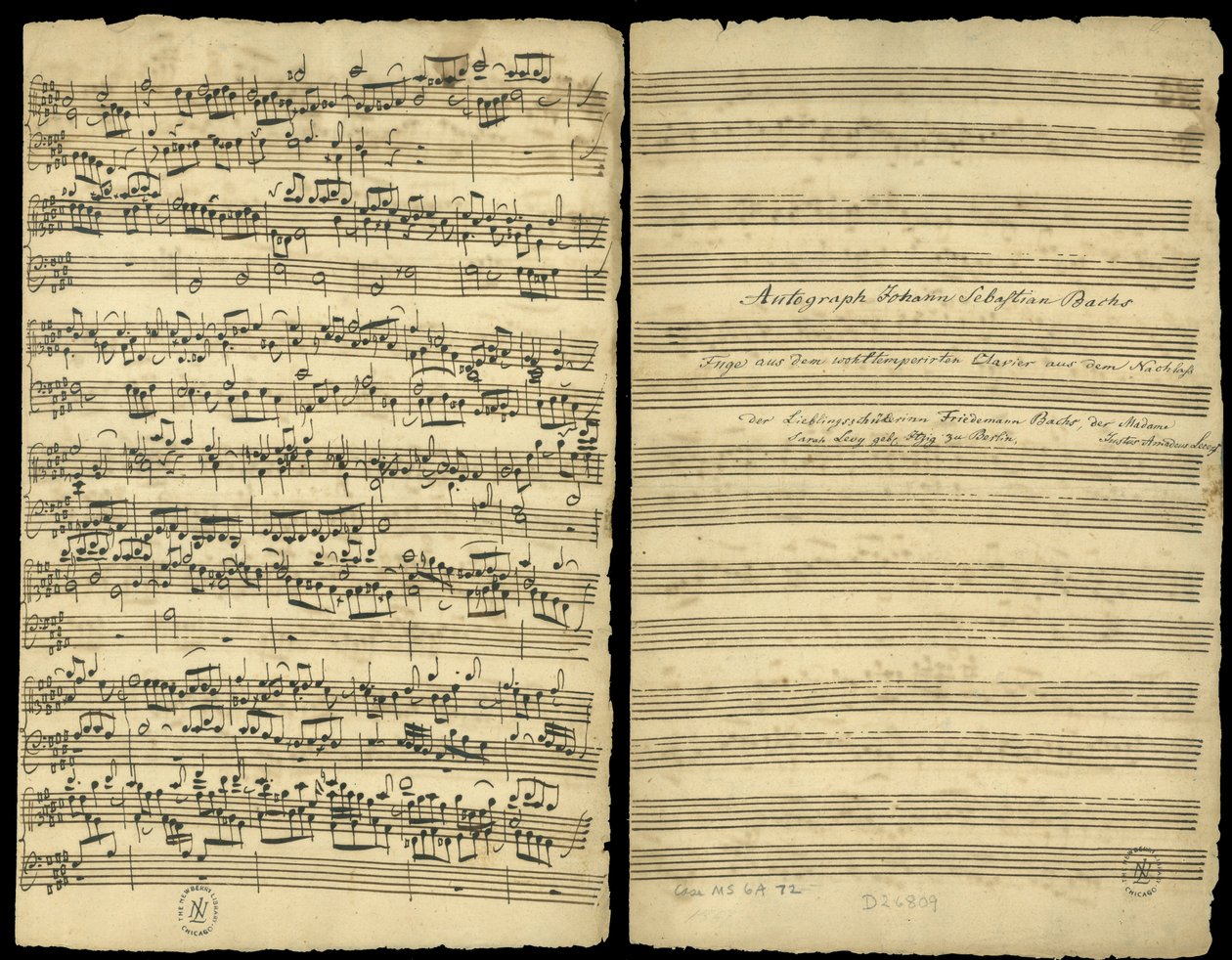 النتيجة الموقعة لـ "The Complete Fugue in B Major (no.25)" من الجزء الثاني من "Wohltemperiertes Klavier" بواسطة يوهان سيباستيان باخ