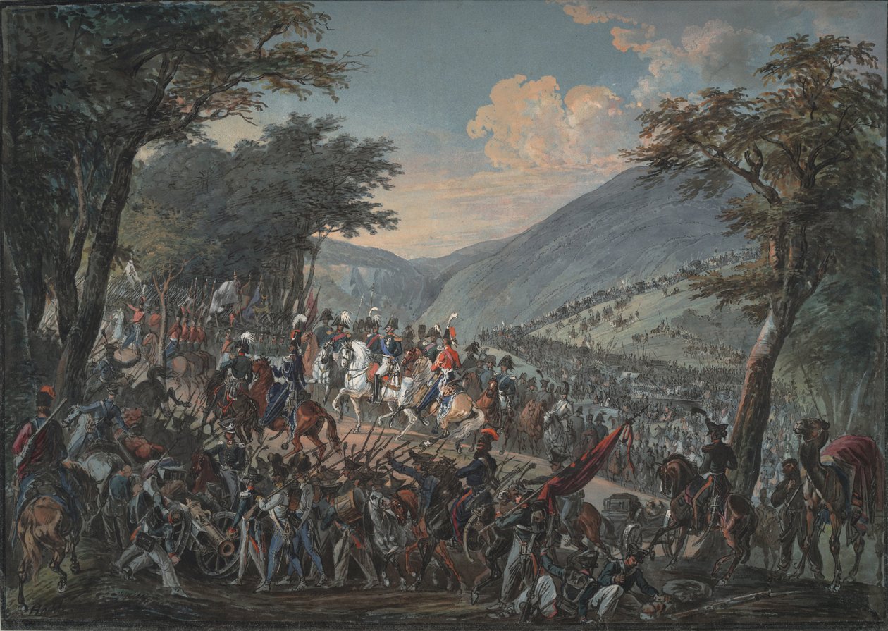 مر الإمبراطور ألكسندر الأول وحاشيته عبر جبال فوج في يوليو 1815 ، 1825 بواسطة يوهان المعمدان Hoechle