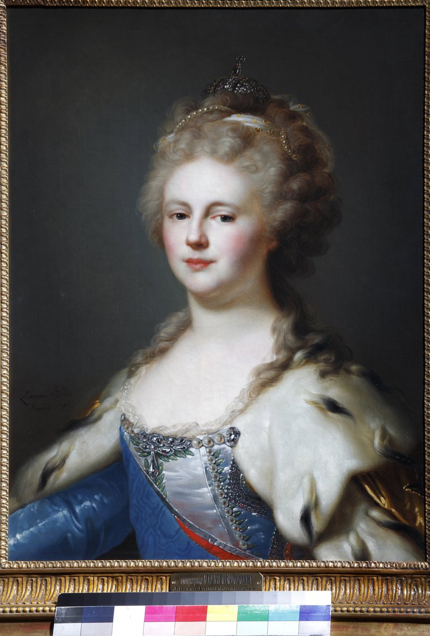 L'imperatrice Marie Feodorovna (Sophie Dorothee de Wurtemberg) - صورة للإمبراطورة ماريا فيودوروفنا (صوفي دوروثيا من فيرتمبيرغ) (1759-1828) - يوهان بابتيست فون لامبي ، الأكبر (1751-1830). زيت على قماش ، نهاية القرن الثامن عشر - أوائل القرن التاسع عشر .. بواسطة يوهان بابتيست الأول لامبي