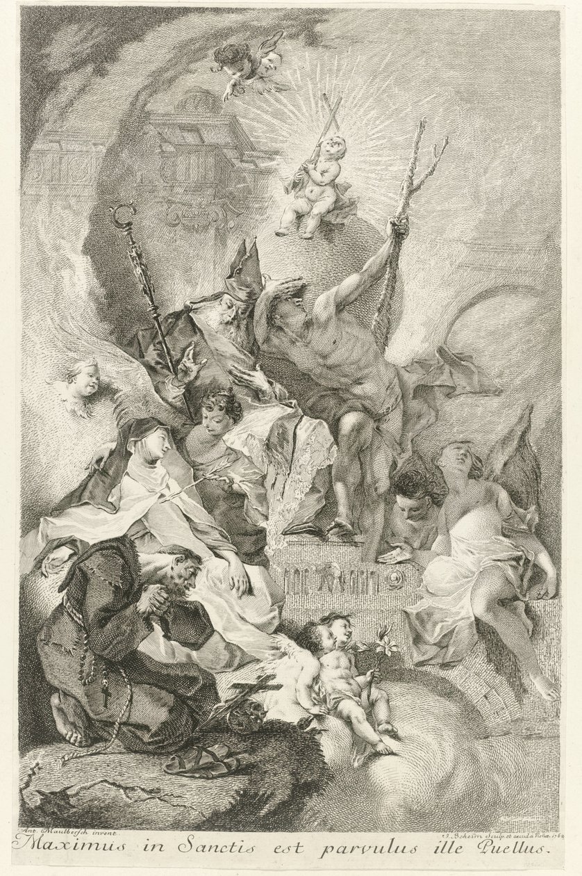 Het Christuskind als Salvator Mundi التقى Verscheidene Heiligen en paus Clemens XIII أعظم القديسين هو ذلك الولد الصغير (العنوان على الشيء) بواسطة يوهان هايميم