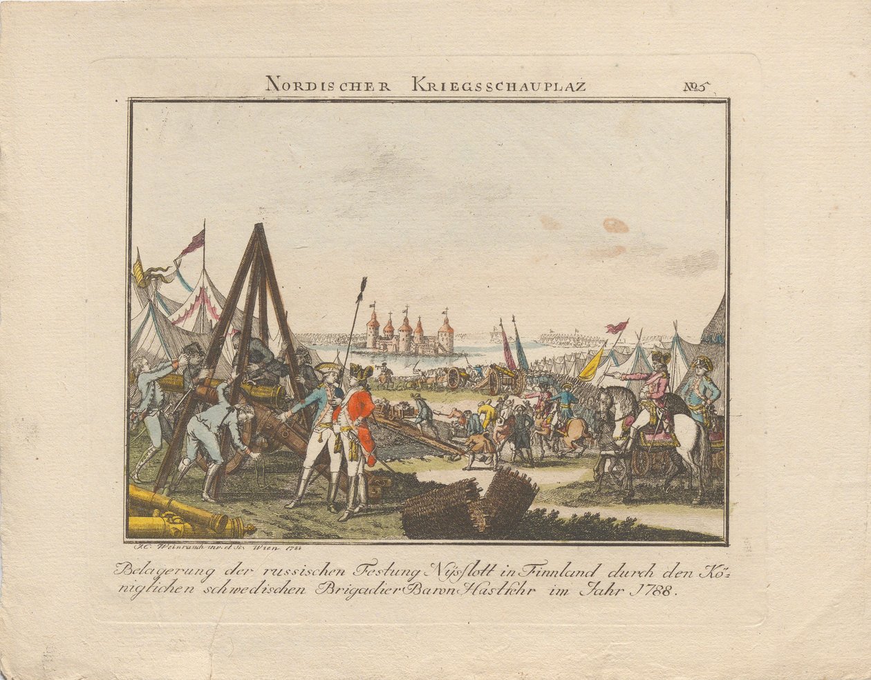 حصار القلعة الروسية Nyslott في فنلندا 1788. بواسطة يوهان كاسبار وينراوخ