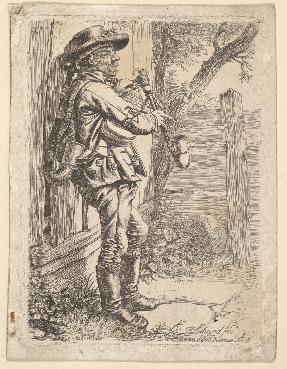 The Bagpiper1819. بواسطة يوهان كريستيان ارهارد