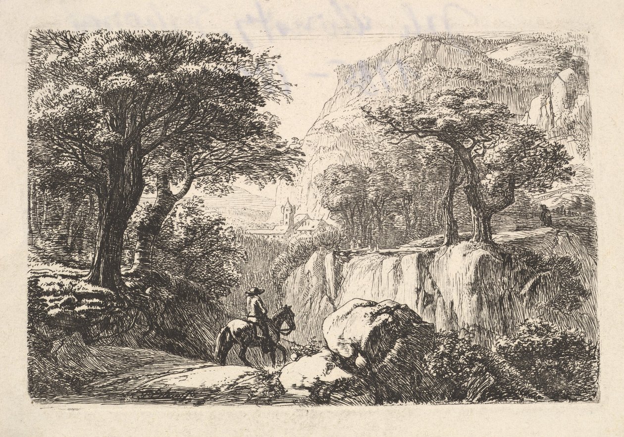 The Horseback Rider in the Gorge ، القرن التاسع عشر. بواسطة يوهان كريستيان ارهارد