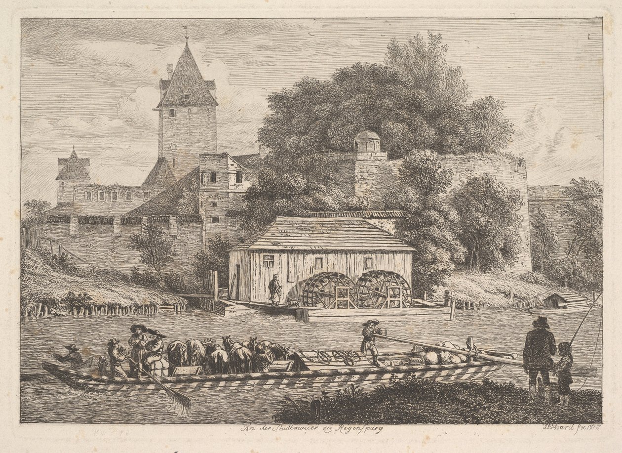 سور المدينة في ريجنسبيرج ، 1817. بواسطة يوهان كريستيان ارهارد