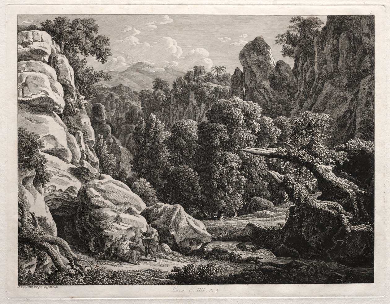 المناظر الطبيعية البطولية: المناظر الطبيعية بإغراء المسيح ، 1799. بواسطة يوهان كريستيان راينهارت