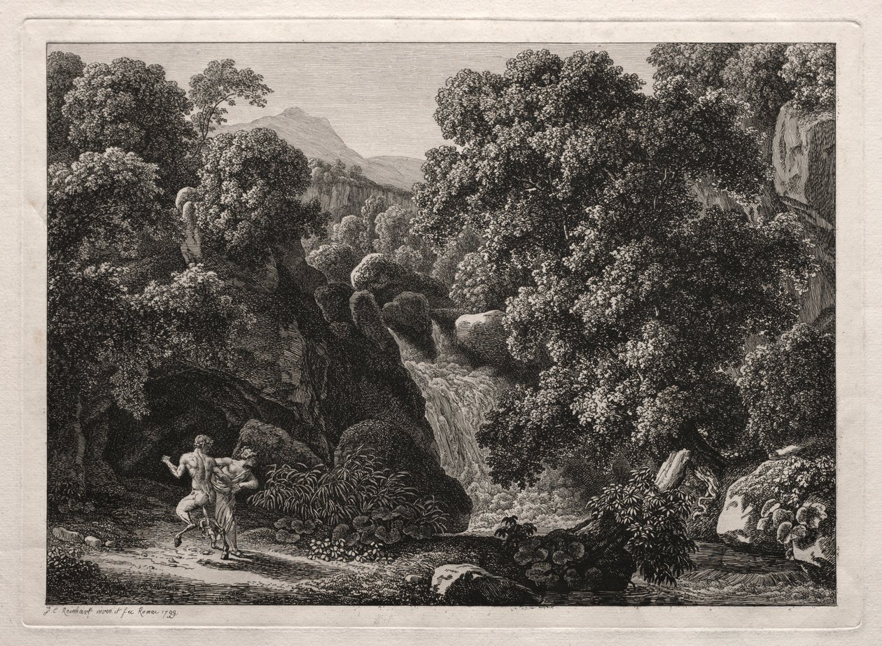 المشهد البطولي: Satyr and the Nymph ، 1799. بواسطة يوهان كريستيان راينهارت