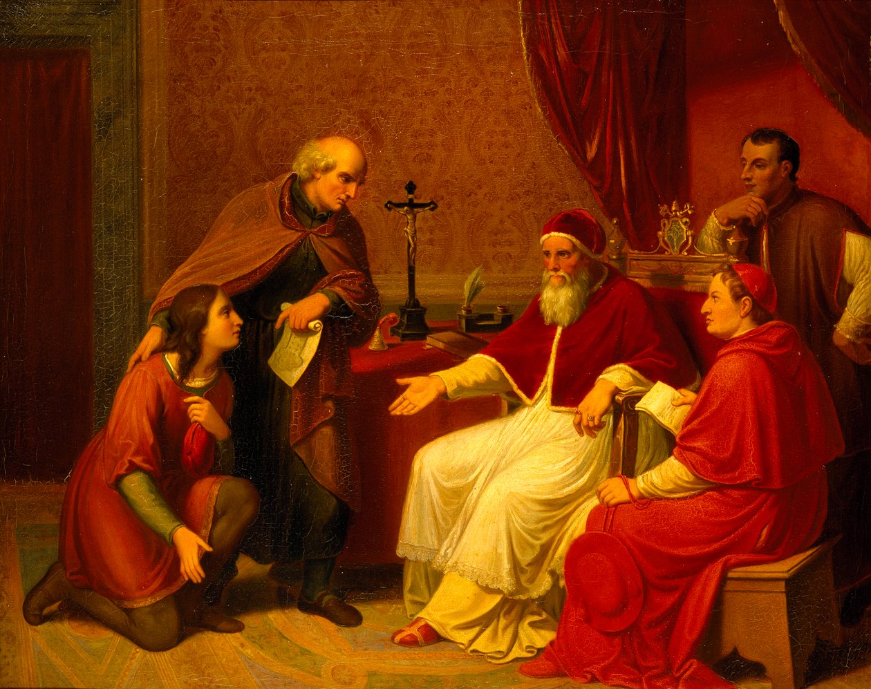 برامانتي يقدم رافائيل إلى البابا يوليوس الثاني ، حوالي عام 1836. بواسطة يوهان كريستيان ريبنهاوزن