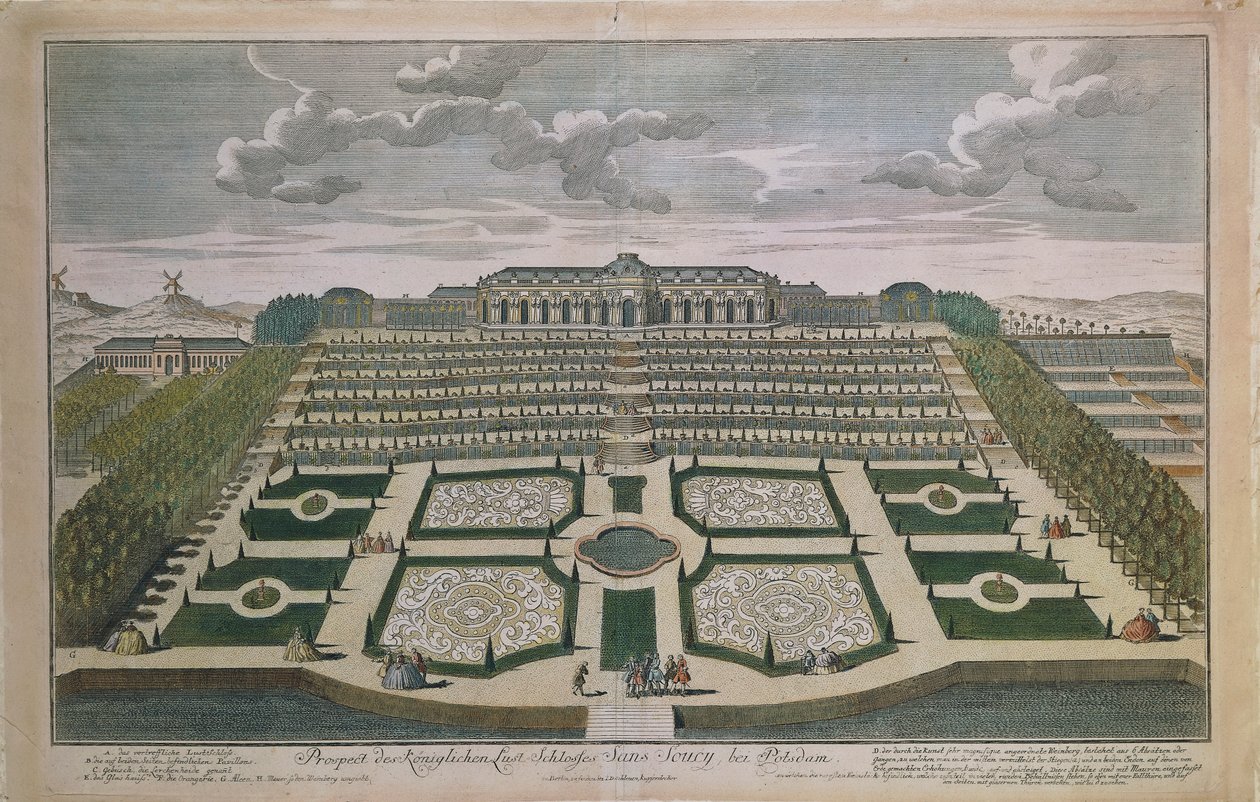 Perspective view of Sanssouci Castle, Potsdam, Germany بواسطة يوهان ديفيد شلين
