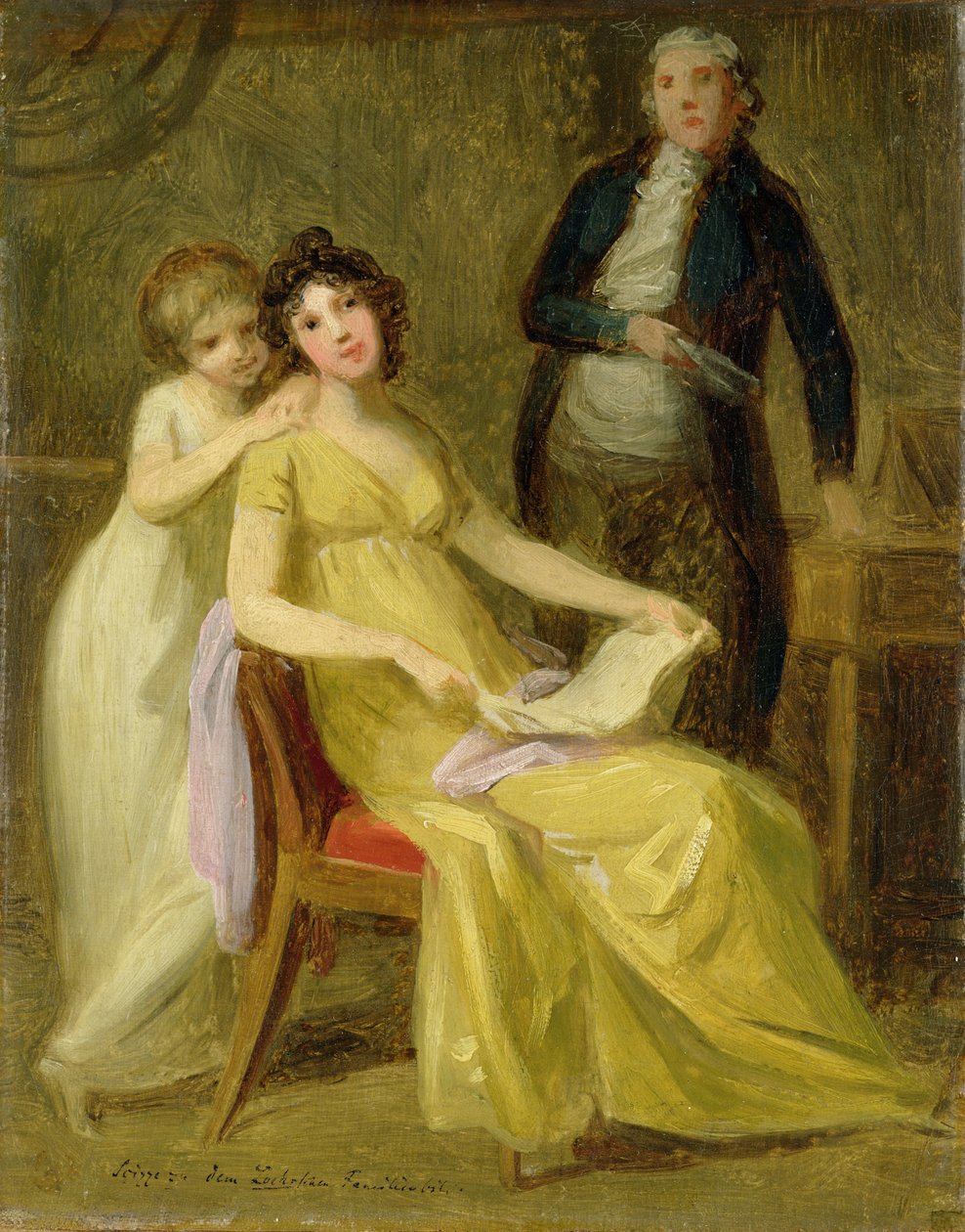 رسم تخطيطي لصورة جماعية لعائلة Loehr Banking ، c.1801-02 بواسطة يوهان فريدريش أوغست تيشبين