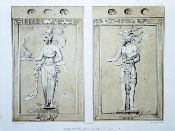 اللوحة 39 من "آثار المكسيك القديمة" ، نقشها الفنان بواسطة يوهان فريدريش ماكسيميليان فون فالديك
