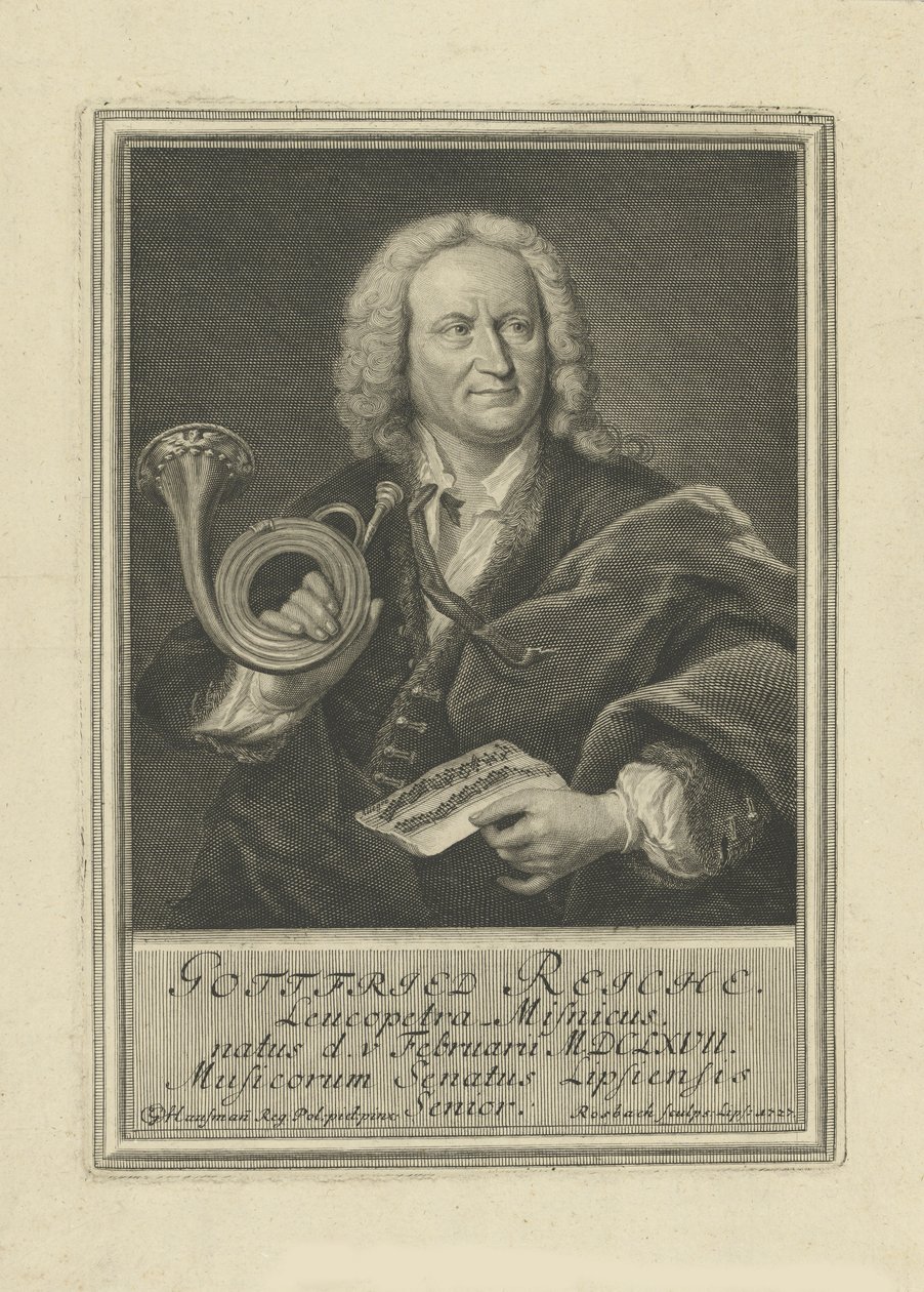 صورة لاعب البوق والملحن جوتفريد ريتش 1667-1734 ، 1727. بواسطة يوهان فريدريش روزباخ