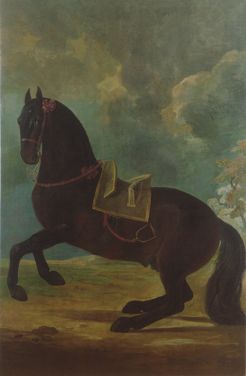 The Bay Stallion مع السرج الاسباني بواسطة يوهان جورج هاميلتون