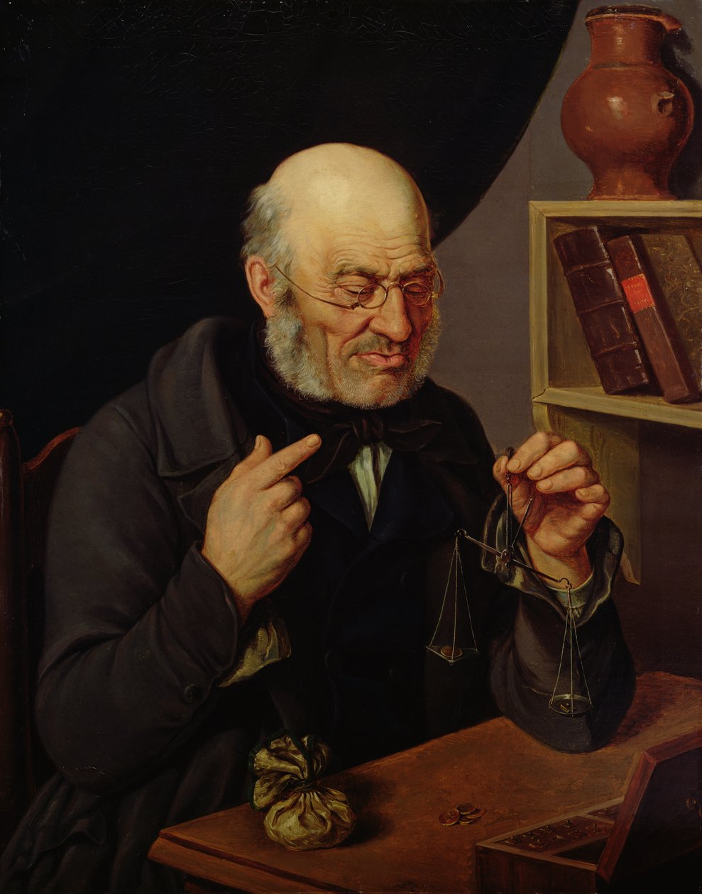 الصراف Barchfeld المال يزن العملات المعدنية ، c.1840-45 بواسطة يوهان جورج سويمر