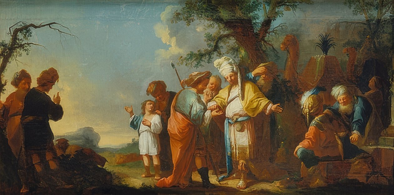 يباع يوسف للمدينيين. حوالي 1759-63 بواسطة يوهان جورج تراوتمان
