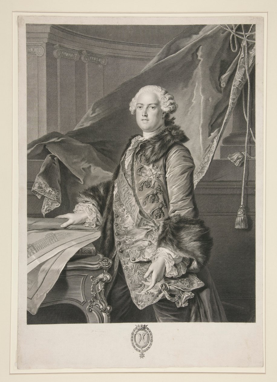 صورة لابيل فرانسوا بواسون دي فاندي ريس ، مركيز ماريني (1727-1781) بواسطة يوهان جورج ويلي