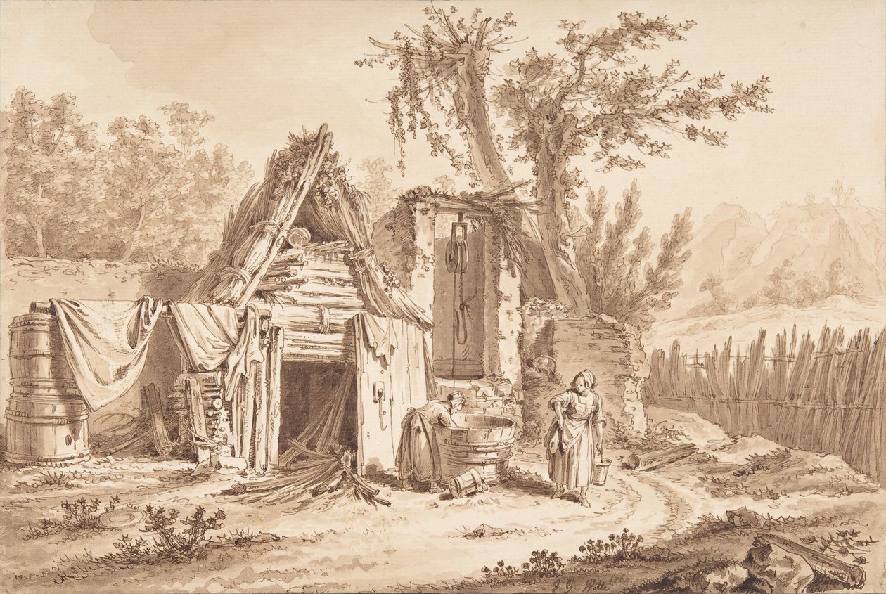 الغسالات أمام الكوخ ، 1769. بواسطة يوهان جورج ويلي