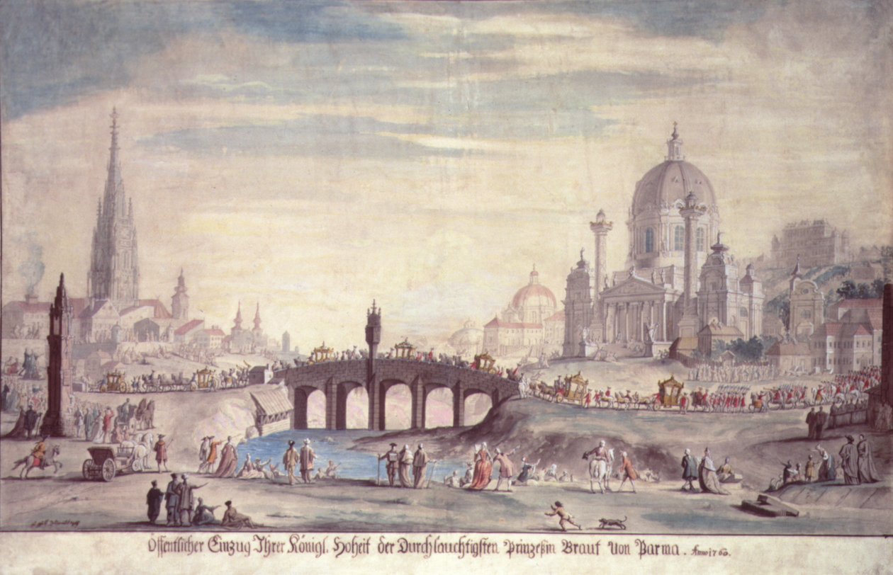 ظهور علني لصاحبة السمو الملكي الأميرة إيزابيلا من زوجة بارما جوزيف الثاني من النمسا (1741-1790) ، 1760 بواسطة يوهان غفال