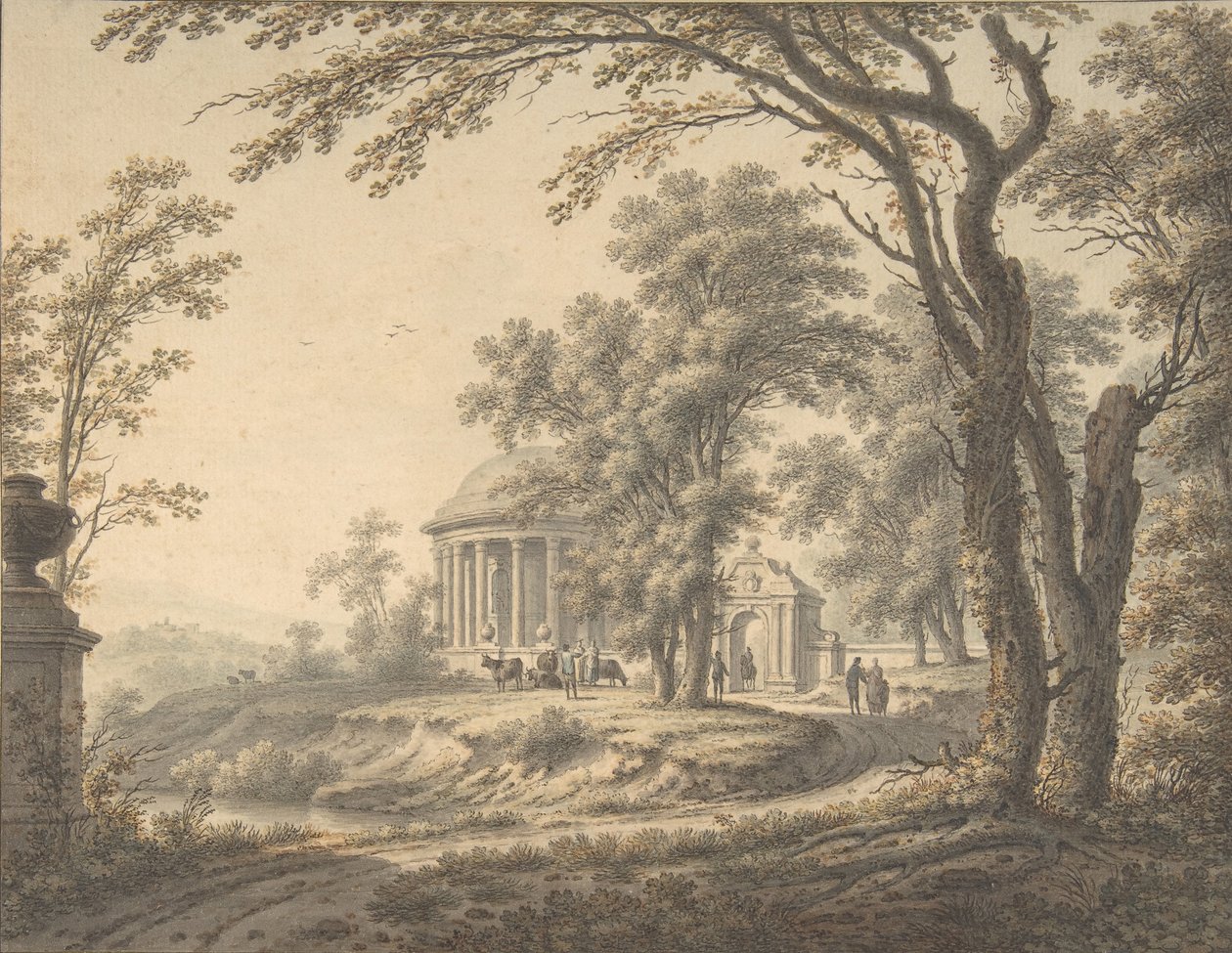 منظر شاعري مع معبد ، 1770. بواسطة يوهان هاينريش مونتز