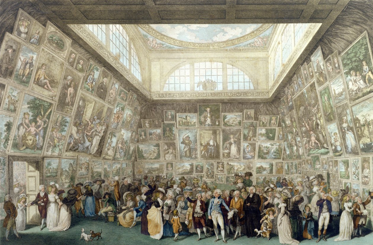 معرض الأكاديمية الملكية ، 1787 ، نقشه بيترو أنطونيو مارتيني (1738-97) ، 1787 بواسطة يوهان هاينريش رامبرغ