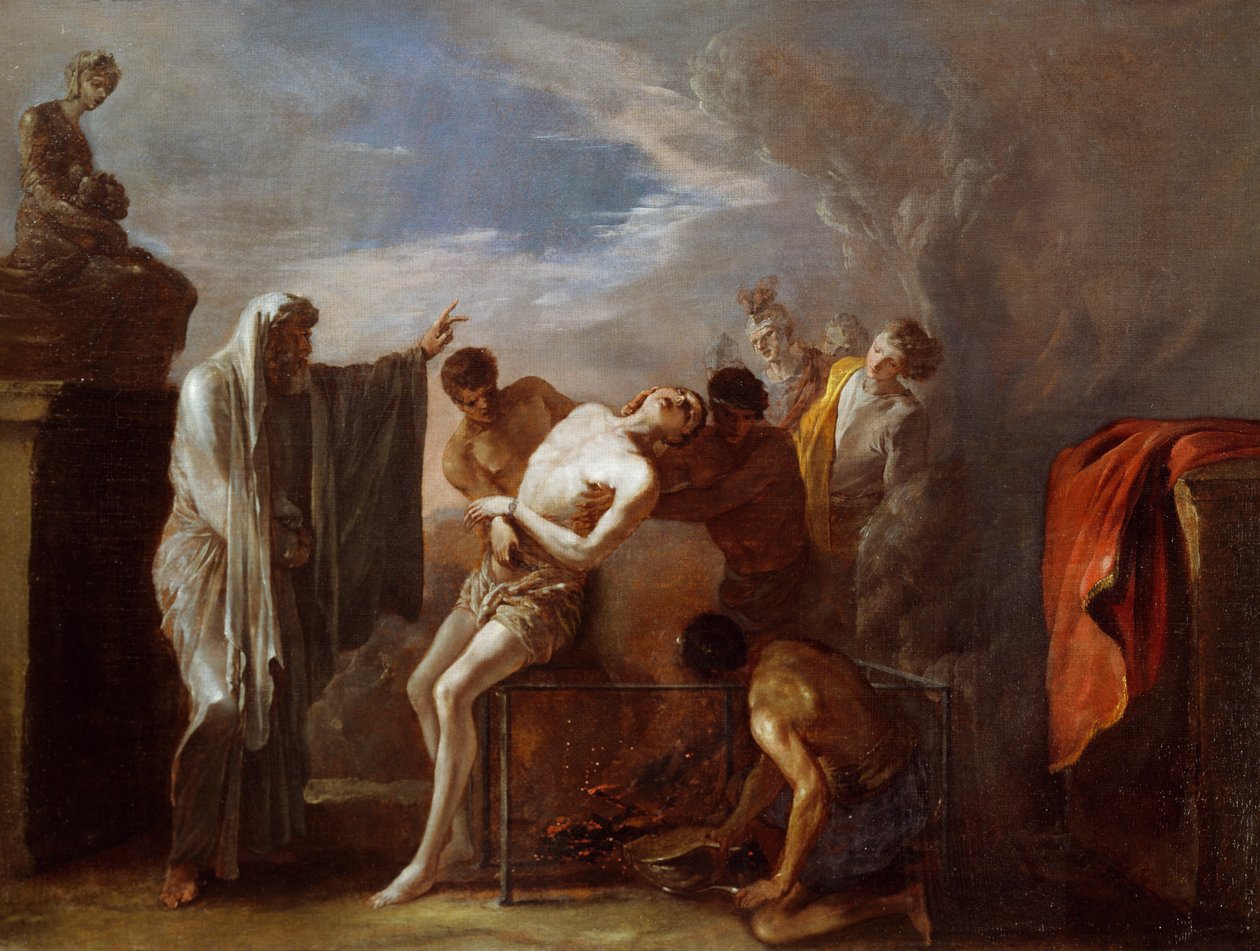 استشهاد القديس لورانس بقلم يوهان هاينريش شونفيلد (1609-1683) ، زيت على قماش ، 75x101 سم بواسطة يوهان هاينريش شونفيلدت