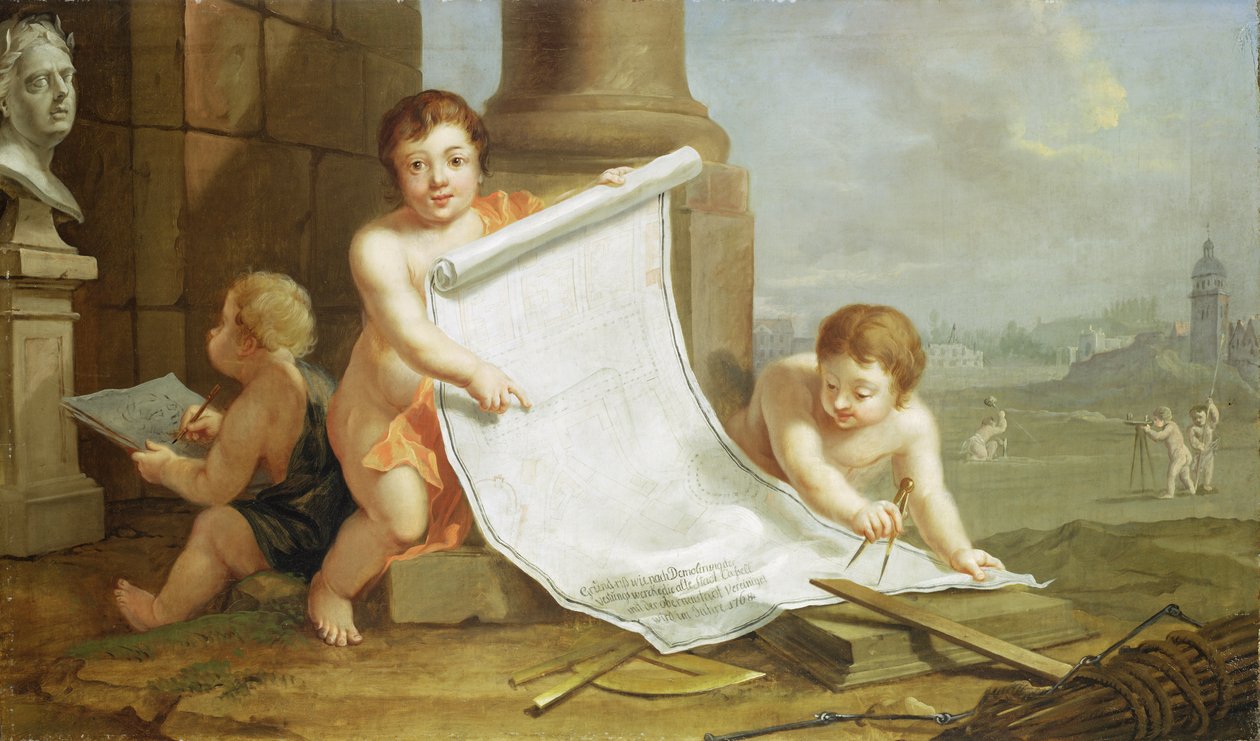 رمزي يمثل تسوية التحصينات القديمة ، c.1768 بواسطة يوهان هاينريش تيشباين