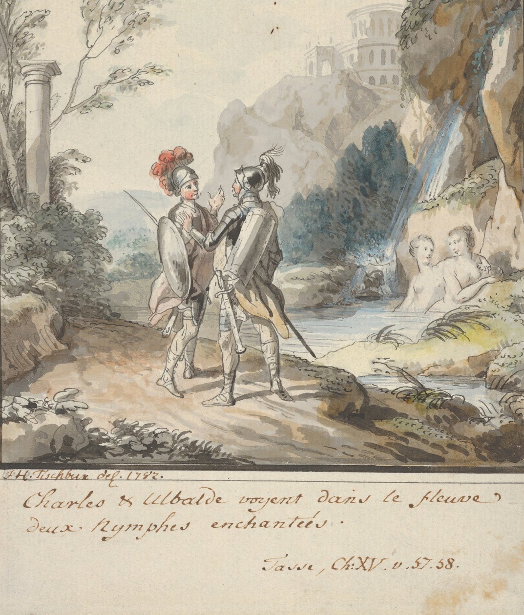 كارلو وأوبالدو يقاومان سحر حوريات أرميدا من توركواتو ... ، 1782. بواسطة يوهان هاينريش تيشباين