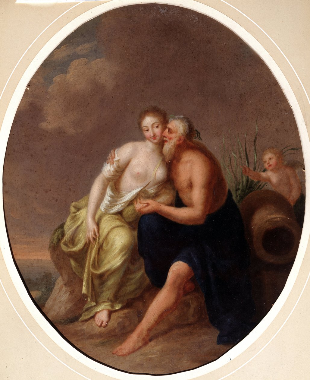 إله الأنهار والحورية (إله النهر والحورية). رسم يوهان هاينريش فيلهلم تيشباين (1751-1829) (يُطلق عليه أيضًا اسم Goethe-Tischbein أو Goethe Tischbein). زيت على قماش بواسطة يوهان هاينريش تيشباين