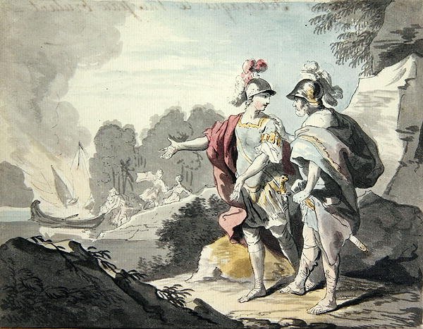 يعرض نيستور Telemachus the Ship (جرافيت وألوان مائية على ورق) بواسطة يوهان هاينريش تيشباين