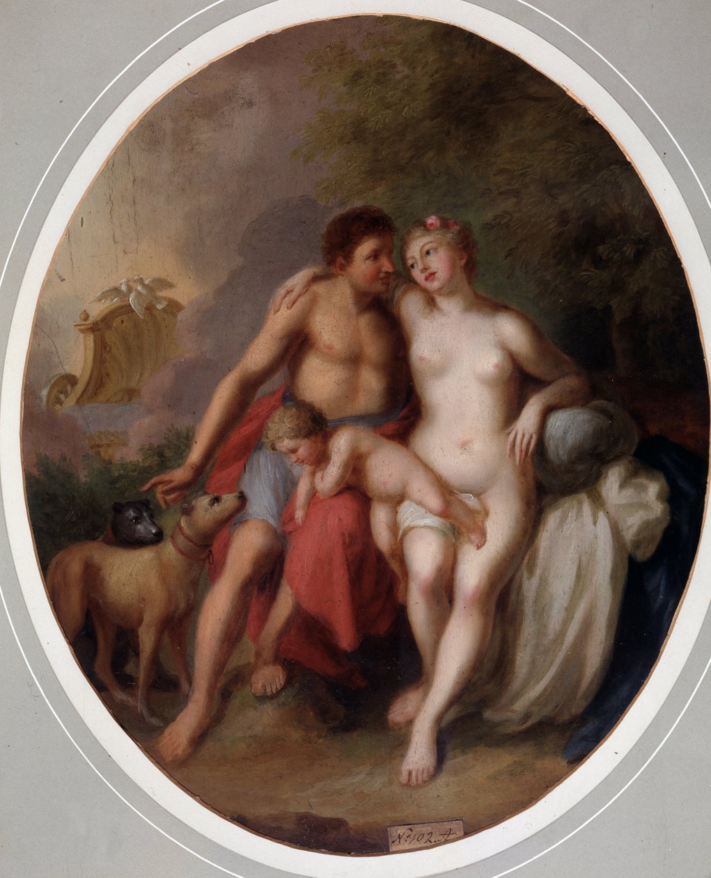 فينوس وأدونيس (فينوس وأدونيس). رسم يوهان هاينريش فيلهلم تيشباين (1751-1829) (يُشار إليه أيضًا باسم Goethe-Tischbein أو Goethe Tischbein). Huile sur Toile بواسطة يوهان هاينريش تيشباين