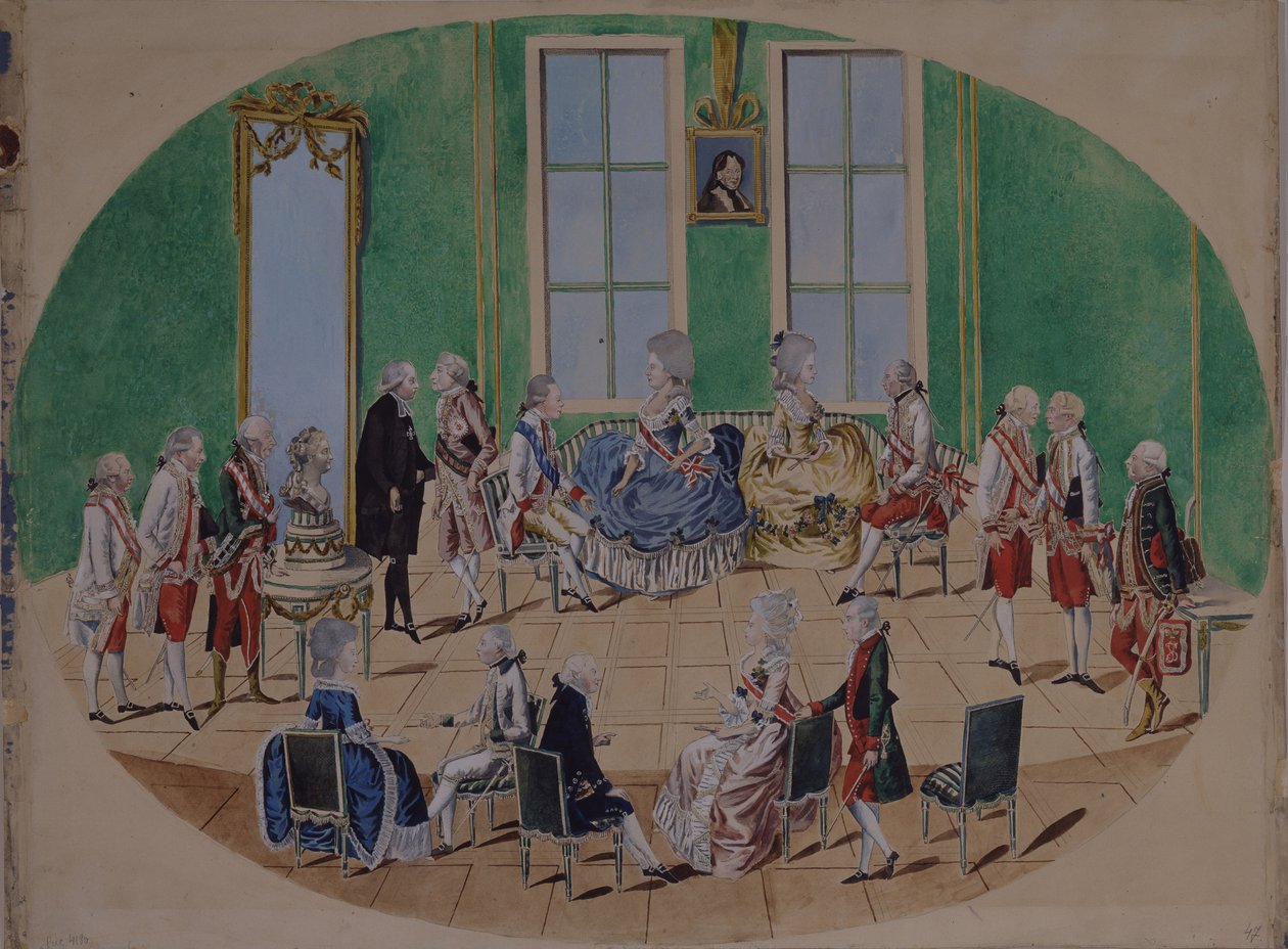 الدوق الكبير بافيل بتروفيتش والدوقة الكبرى ماريا فيودوروفنا في فيينا عام 1782 ، 1782 بواسطة يوهان هيرونيموس لويشينكوهل