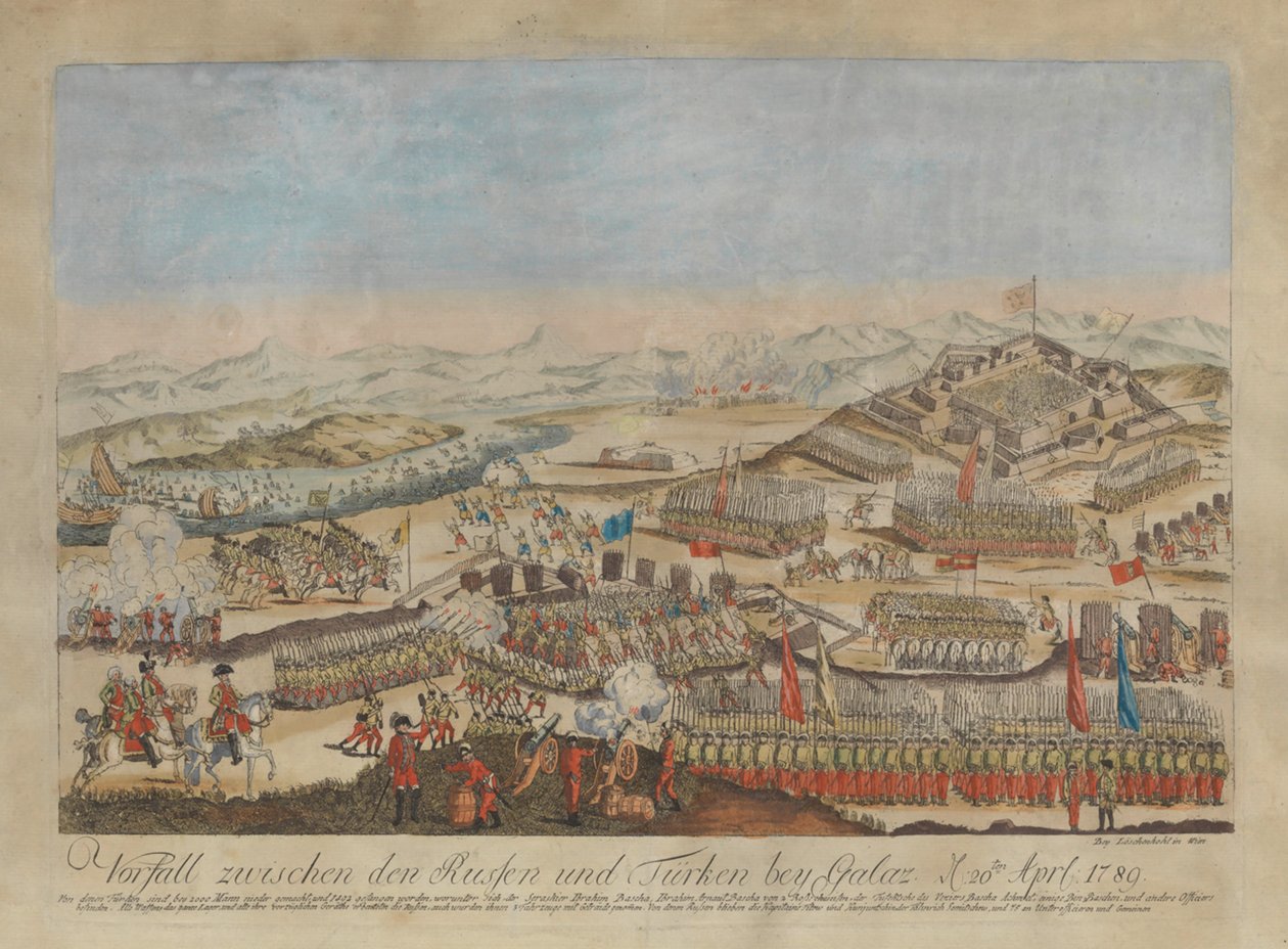 حادثة بين الجيشين الروسي والعثماني في جالاتي في 20 أبريل 1789 ، 1789. بواسطة يوهان هيرونيموس لويشينكوهل