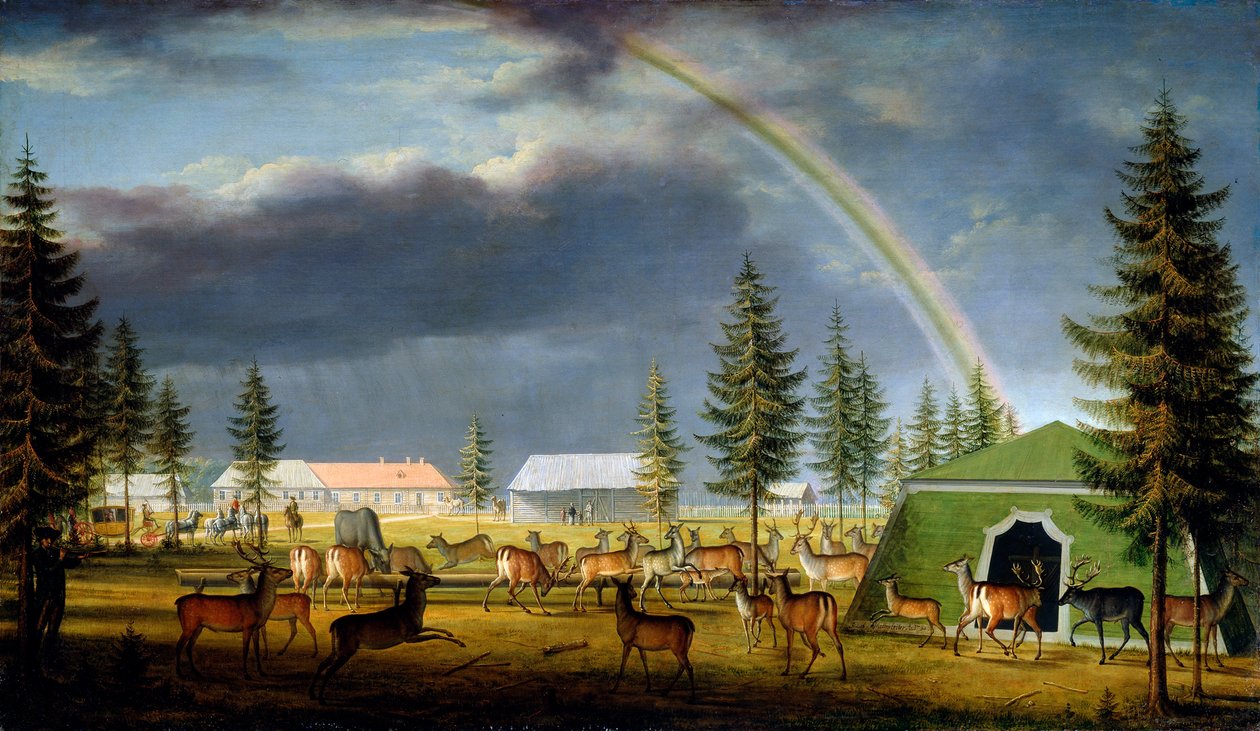 Menagerie في حديقة قصر Gatchina ، 1792. بواسطة يوهان جاكوب ميتنليتر