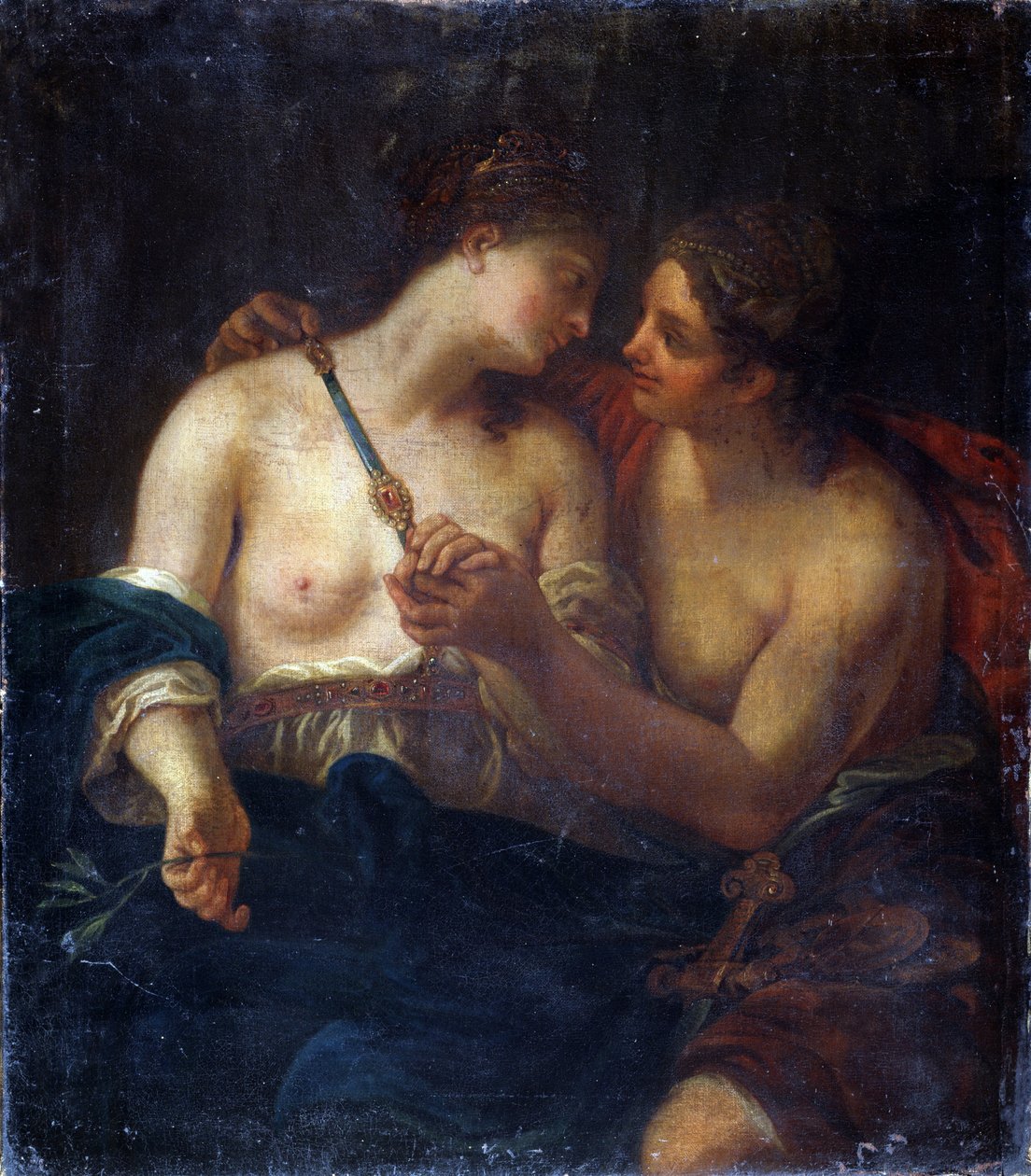 رمزية السلام. (رمزية السلام). الصداقة بين امرأتين. رسم يوهان كارل لوث (1632-1698). زيت على قماش. متحف بوشكين للفنون الجميلة ، موسكو بواسطة يوهان كارل لوث