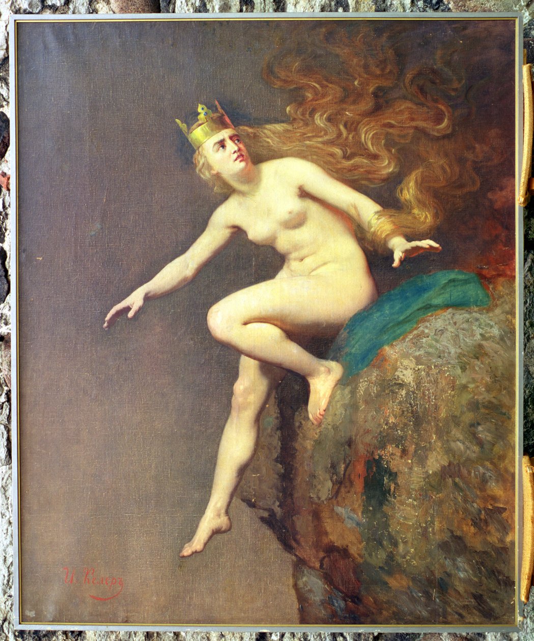 لوريلي ، دراسة للرسم The Lorecation of Lorelei by the Monks ، 1887 بواسطة يوهان كولر