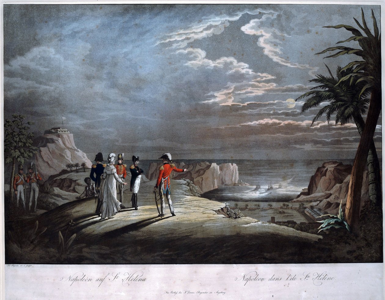 نابليون بونابرت في جزيرة سانت هيلينا - روجينداس ، يوهان لورينز ، الأصغر (1775-1826) - أكواتينت - 47 × 58 - مجموعة خاصة بواسطة يوهان لورينز روجينداس