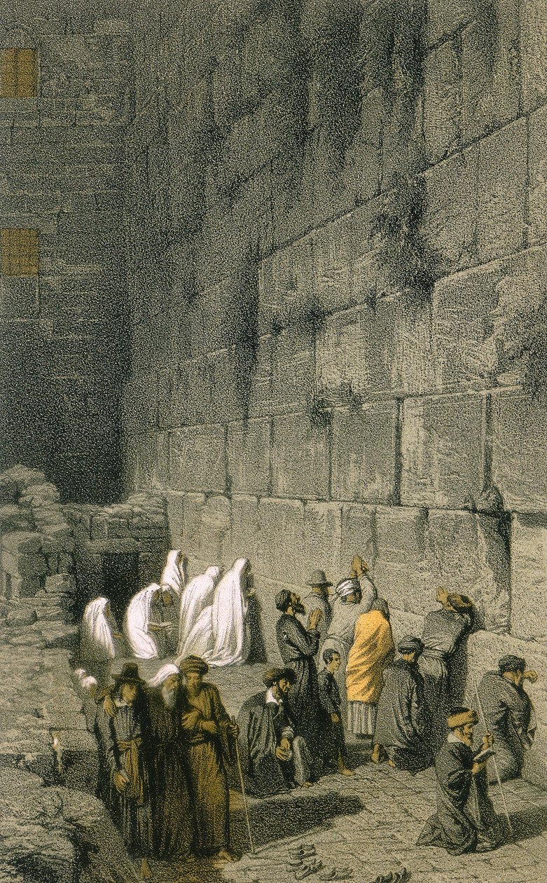 الحائط الغربي في القدس. نقش ملون بواسطة Bernatz et alii - Steinkopk JF Editore بواسطة يوهان مارتن بيرناتس