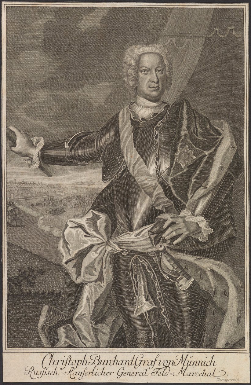صورة للكونت بوركارد كريستوف فون مونيتش 1683-1767. بواسطة يوهان مارتن بيرنيجروث