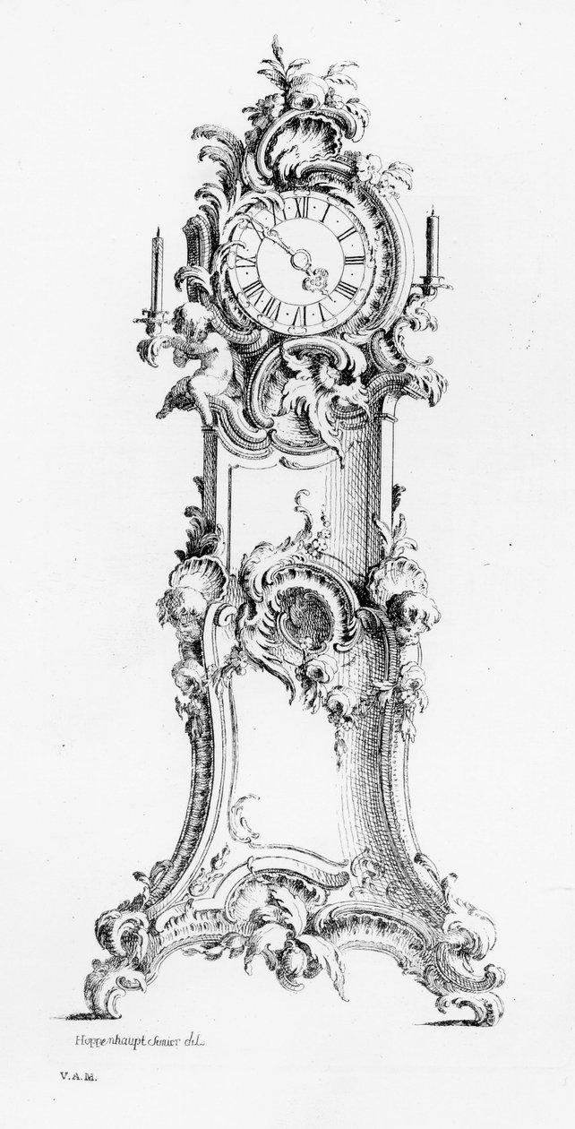 تصميم لساعة Longcase ، c.1750 بواسطة يوهان مايكل هوبنهاوبت