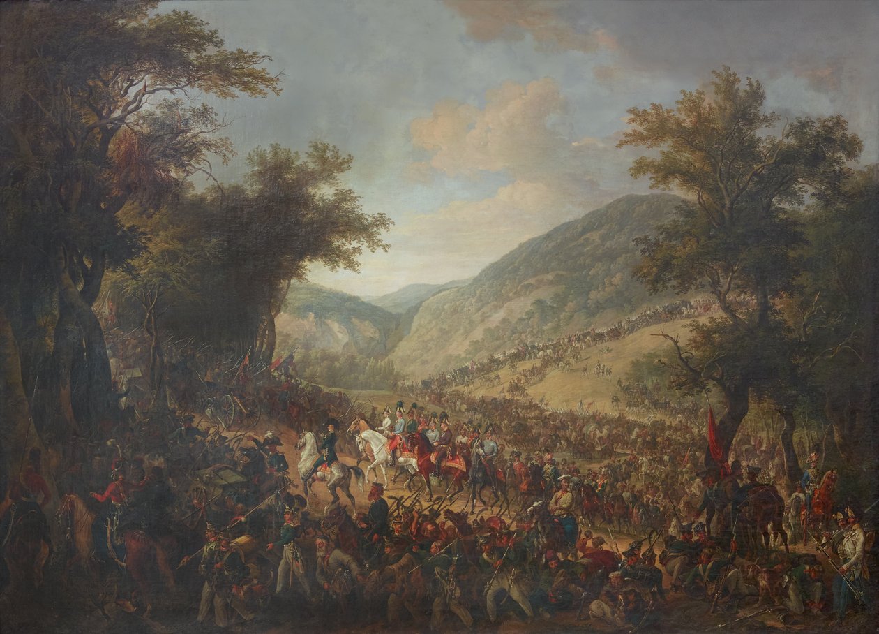 عبرت جيوش الحلفاء ، إمبراطور النمسا فرانز الأول (الثاني) برئاسة ولي العهد فرديناند ، الفوج في يوليو 1815 بواسطة يوهان نيبوموك هوشل