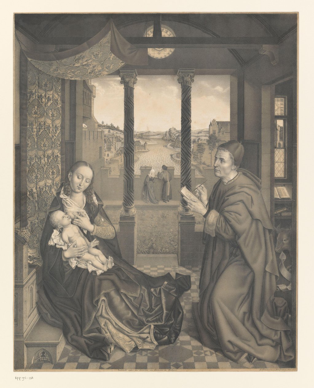 يرسم القديس لوقا مريم وهي تحمل طفلاً أعمال من مجموعة الأخوين Boisserée (عنوان المسلسل) Galerie des Frères Boisseree (عنوان المسلسل) بواسطة يوهان نيبوموك ستريكسنر